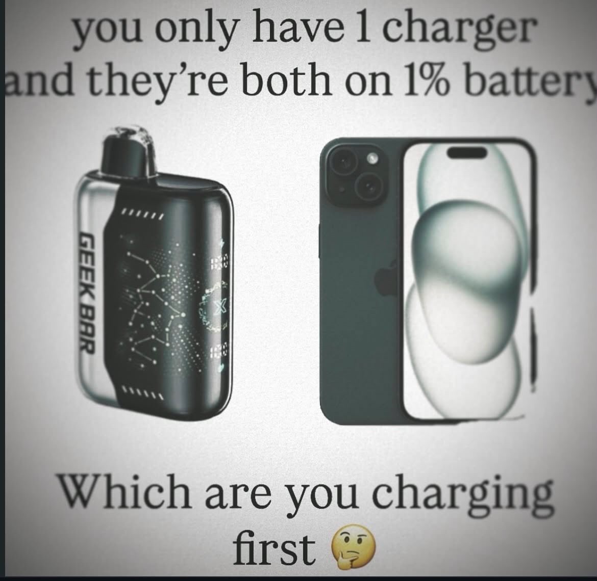 only have 1 charg dthey’re both on 1% batte Which are you charging first