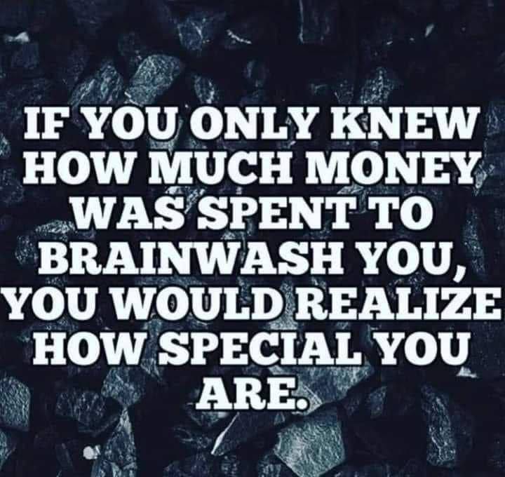 IF YOU ONLY KNEW HOW MUCH MONEY WAS SPENT TO BRAINWASH YOU, YOU WOULD REALIZE HOW SPECIAL YOU ARE a