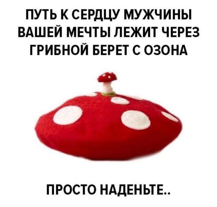 ПУТЬ К СЕРДЦУ МУЖЧИНЫ ВАШЕЙ МЕЧТЫ ЛЕЖИТ ЧЕРЕЗ ГРИБНОЙ БЕРЕТ С ОЗОНА ПРОСТО НАДЕНЫЕ..