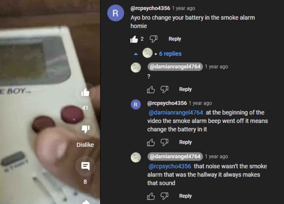 @rcpsycho4356 1 year ago Ayo bro change your battery in the smoke alarm homie 2 a б replies о веру @rcpsycho4356 1 year ago @damianrangel4764 at the beginning of the video the smoke alarm beep went of