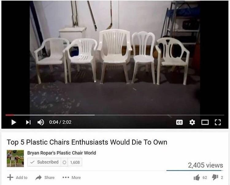 у 0:04/2:02 5 Plastic Chairs Enthusiasts Would Die То Own Bryan Кораг$ Plastic Chair World 1 2,405 views „9