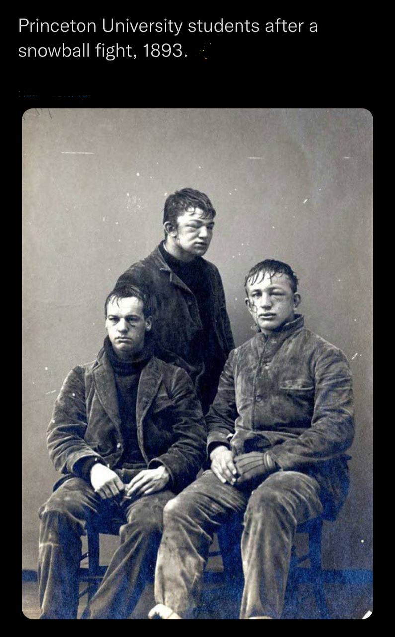Princeton University students after a snowball fight. 1893.