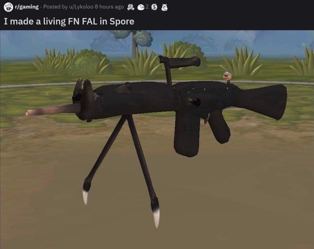 r/gaming I made а living FAL Spore