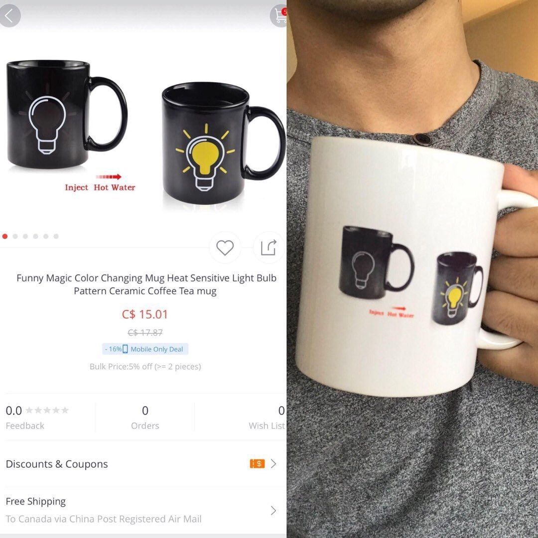 Inject Hot Water о и Funny Magic Color Changing Mug Heat Sensitive Light Bulb 4 Pattern Ceramic Coffee Tea mug 15.01 4 16% Mobile Only Deal 0.0 0 о Discounts Coupons Fee shipping