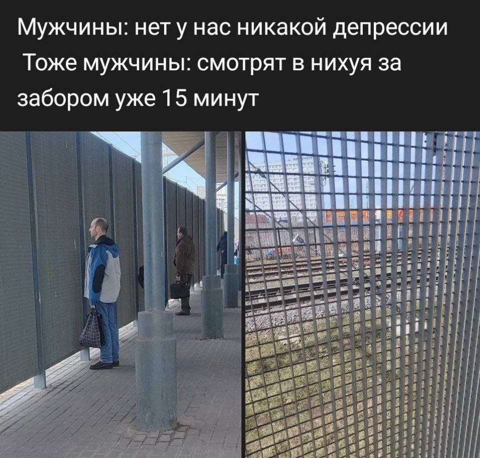 Мужчины: нету нас никакой депрессии Тоже мужчины: смотрят в нихуя за забором уже 15 минут a