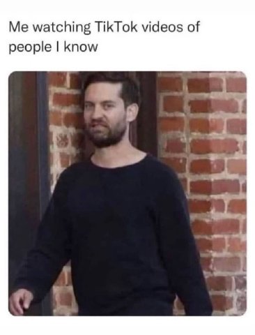 Me watching TikTok videos of people know