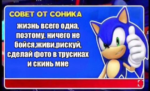 СОВЕТ ОТ СОНИКА ЖИЗНЬ ОДНа, поэтому, ничего не бойся живи рискуй, „7 сделай фото в трусиках ИСКИНЬ МНЕ