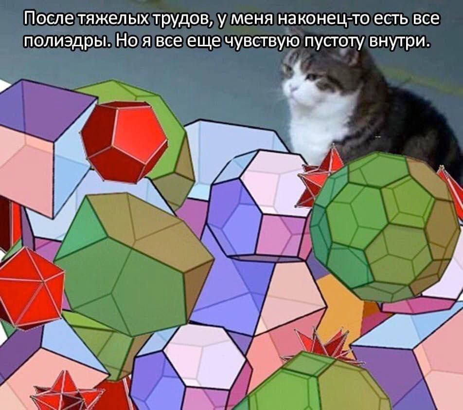 После тяжелых трудов, у меня наконец-то есть все полиэдры. Но я все еще чувствую пустоту внутри.