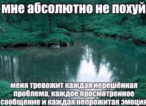 мне абсолютно не похуй меня тревожит каждая нерешённая проблема, каждоепросмотренное сообщение и каждаянепрожитая эмоция