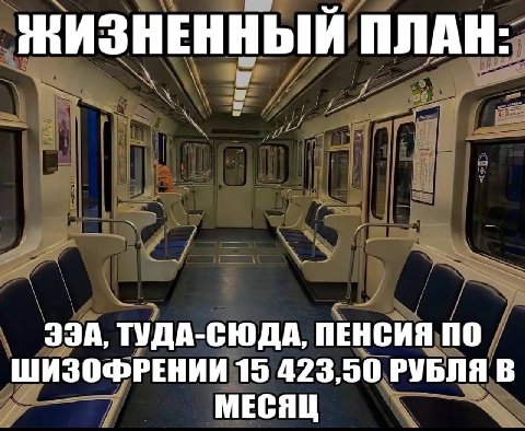 ЖИЗНЕННЫЙ ПЛАН: ЭЭА, ТУДА-СЮДА, ПЕНСИЯ ПО ШИЗОФРЕНИИ 15 423,50 РУБЛЯ В МЕСЯЦ