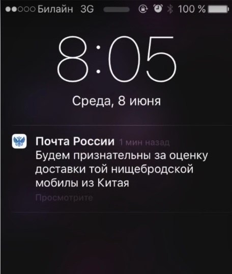 Билайн 100 Среда, 8 июня Почта России Будем признательны за оценку доставки той нищебродской мобилы из Китая