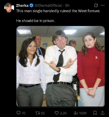 Zherka @ZherkaOfficial This man single handedly ruined the West forever. He should be in prison. в 70 92