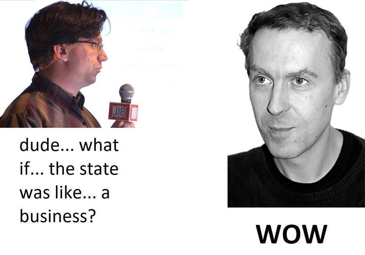 dude... what if... the state was а business? WOW
