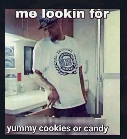 me lookin for yummy cookies or candy