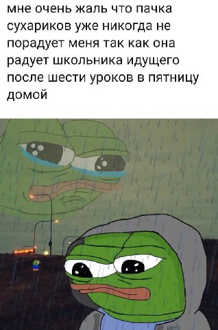 мне очень жаль что пачка сухариков уже никогда не порадует меня так как она радует школьника идущего после шести уроков в пятницу ДОМОЙ