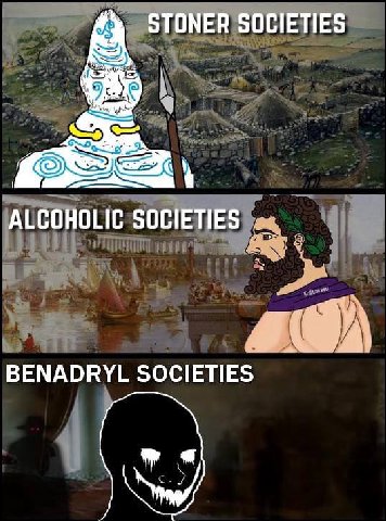 STONER SOCIETIES ALCOHOLIC SOCIETIES BENADRYL SOCIETIES
