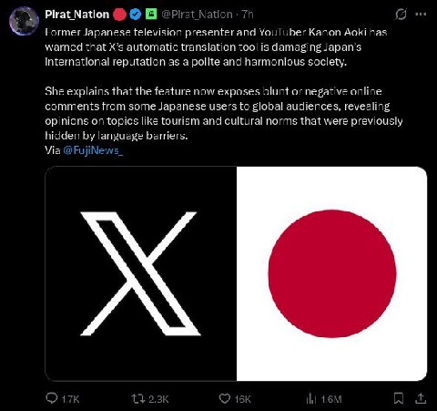Pirat Nation Former Japanese television presenter and YouTuber Kanon Aoki has warned that automatic translation tool is damaging Japan’s international reputation as a polite and harmonious society. Sh