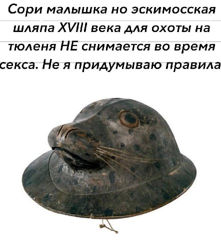 Сори малышка но эскимосская шляпа ХУ\УП века для охоты тюленя НЕ снимается во время секса. Не я придумываю правила