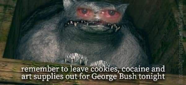 remember to leave cookies, cocaine and art supplies out for George Bush tonight