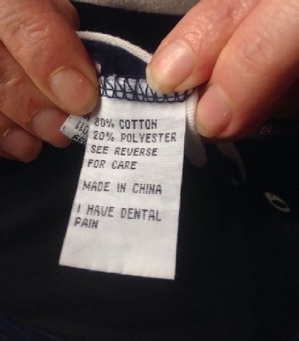 20% POLYESTER SEE REVERSE FOR CARE MABE