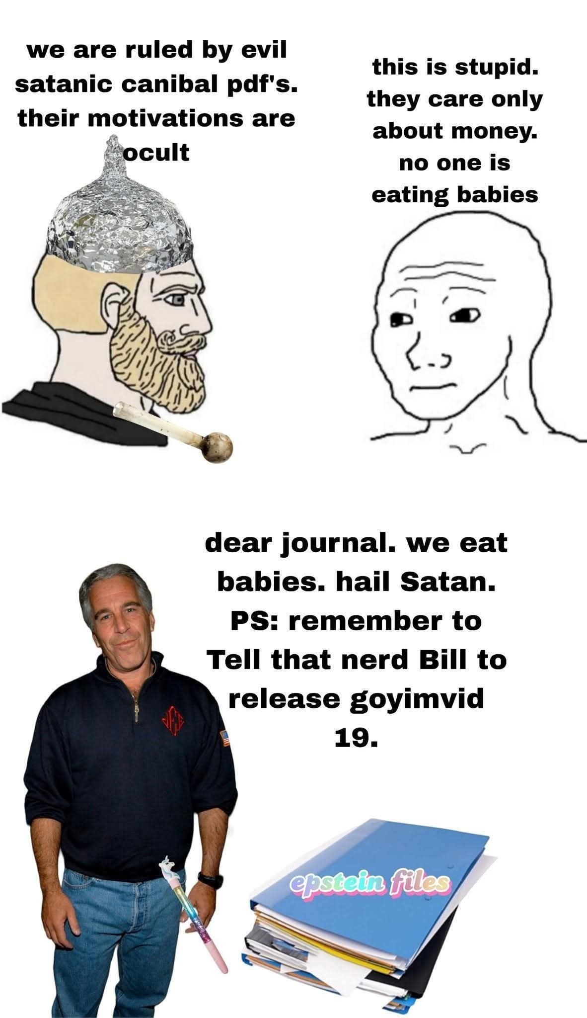 we are ruled evil satanic canibal pdf's. this is stupid. they care only ivations are about money. their mot cult no one is eating babies -2 dear journal. we eat babies. hail Satan. remember to Tell th