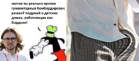 светов ты реально против гуманитарных бомбардировок рашки? подумай о детских домах, работающих как бордели!