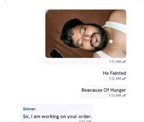 3 He Fainted 1 Beacause Of Hunger Simran Sir, working on your order. Aba