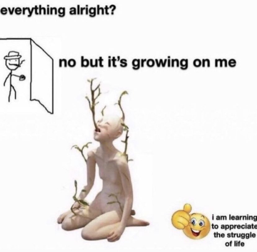 everything alright? no but it’s growing on me iam learning to appreciate the struggle
