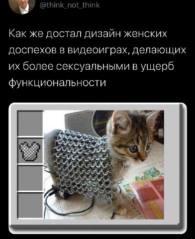 @think_not_think Как же достал дизайн женских доспехов в видеоиграх, делающих более сексуальными в ущерб функциональности