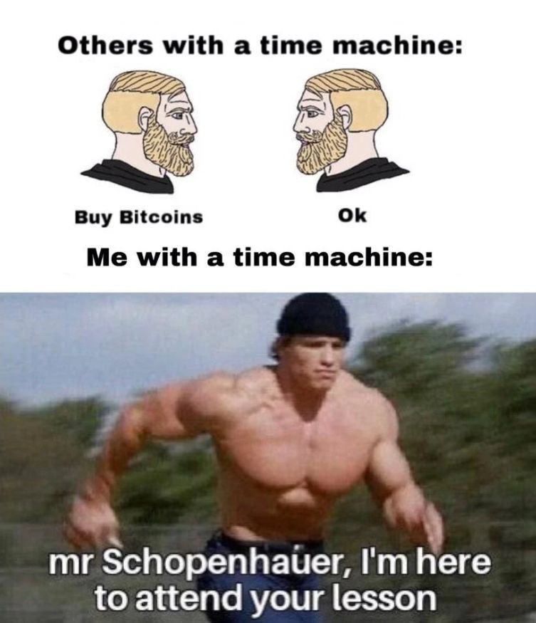 Others with a time machine: Buy Bitcoins Me with a time machine: Schopenhauer, here to attend your lesson