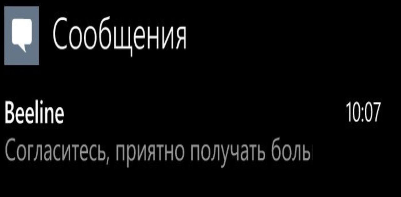 Сообщения Beeline 10:07 Согласитесь, приятно получать боль