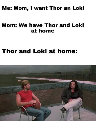 Mom, 1 want Thor Loki Mom: We have Thor and Loki at home Thor and Loki at home: all