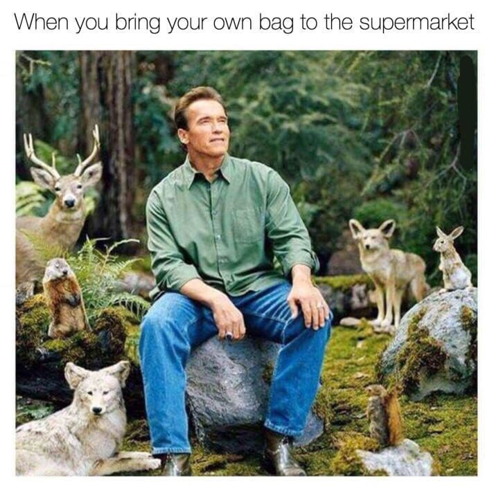 When you bring your own bag to the supermarket