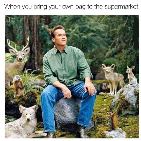 When you bring your own bag to the supermarket