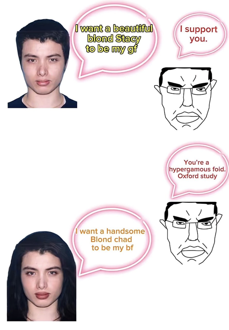 support you. tO be My Уоц’ге а hypergamous foid. Oxford study у want а handsome Blond chad to be my