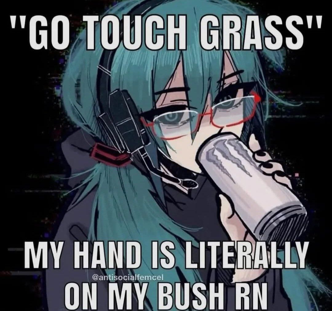 TOUCH GRASS" MY HAND IS LITERALLY ON MY BUSH