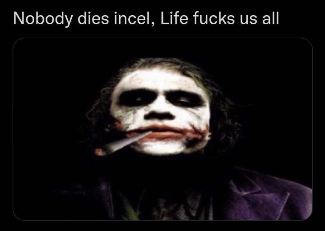 Nobody dies incel, Life fucks all
