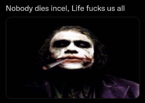 Nobody dies incel, Life fucks all