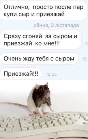 Отлично, просто после пар купи сыр и приезжай Сразу сгоняй за сыром и приезжай мне!!! Очень жду тебя с сыром Приезжай!!!