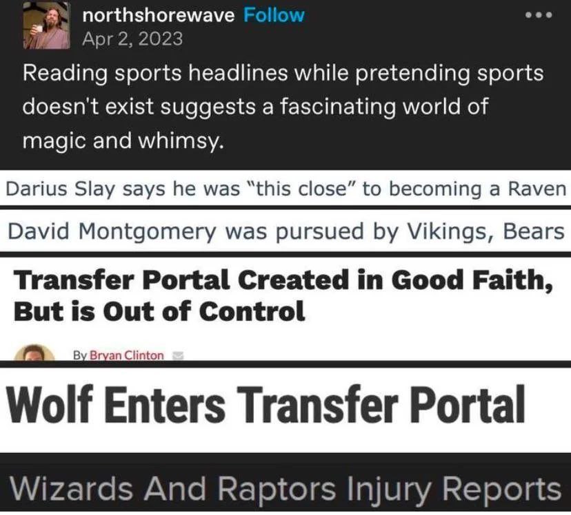8% northshorewave eee Apr 2, 2023 Reading sports headlines while pretending sports doesn't exist suggests a fascinating world of magic and whimsy. David Montgomery was pursued Vikings, Bears Transfer 