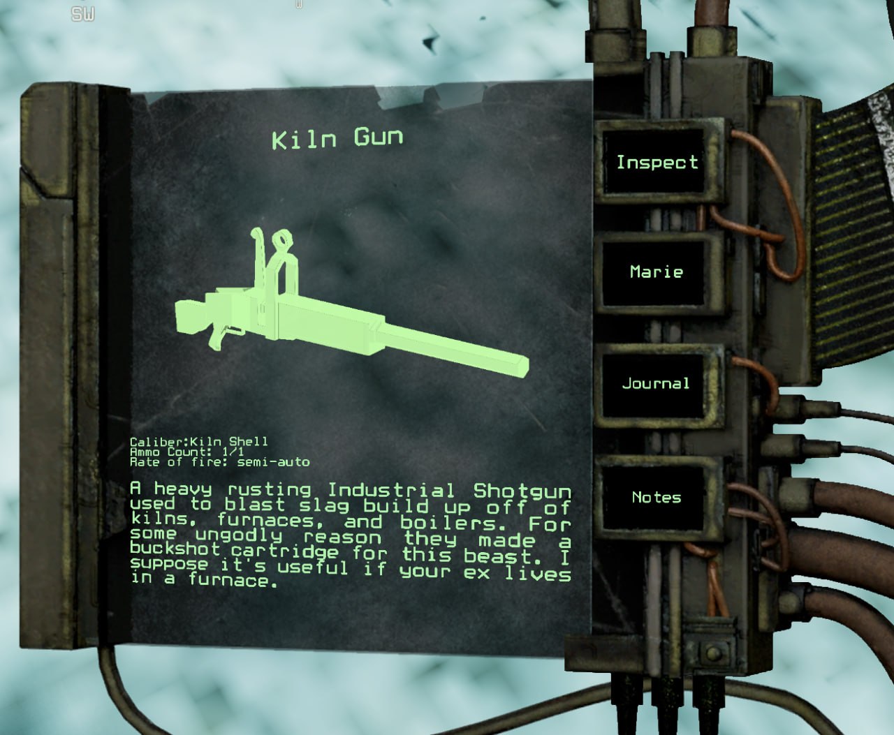 Kiln Gun Inspect Marie Journal Shell Semi-auto Я heayy rusting Industrial Shotgun Notes used blast slag build up off kilns, furnaces, and boilers. Рог eome ungodly reason they made a for this beast. I