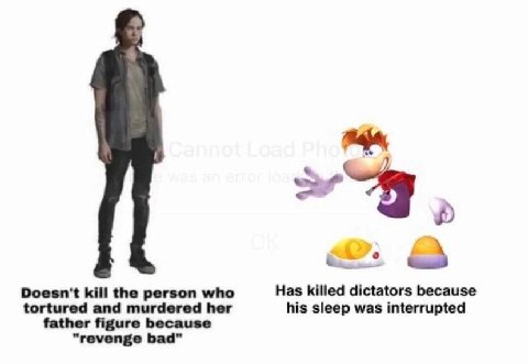 Doesn't kill the person who Has killed dictators because tortured and murdered her his sleep was interrupted father figure because “revenge bad"