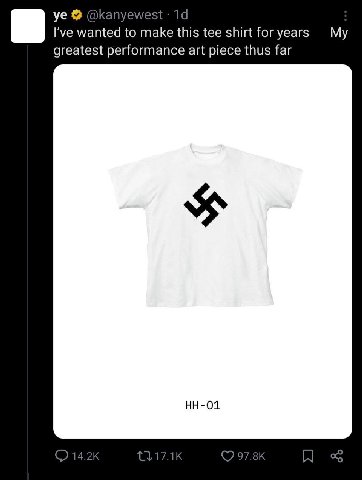 @kanyewest Гуе wanted to make this tee shirt for years My greatest performance art piece thus far