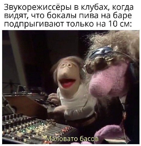 Звукорежиссёры в клубах, когда видят, что бокалы пива на баре подпрыгивают только на 10 4 Уха УМаЛовато басов