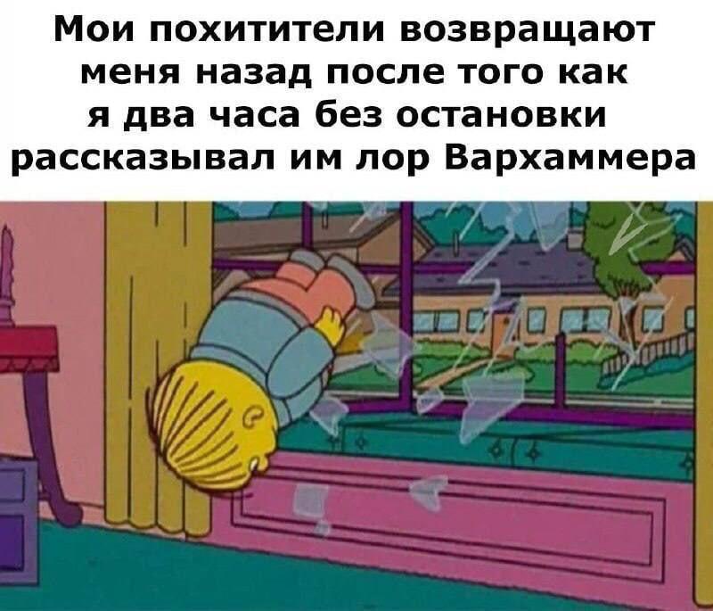 Мои похитители возвращают меня назад после того как я два часа без остановки рассказывал лор Вархаммера