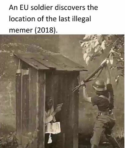 An soldier discovers the location of the last illegal memer (2018). 4