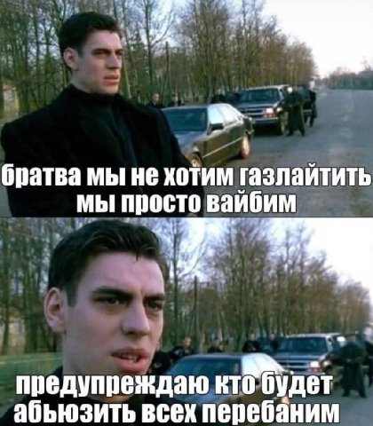 братва мы не хотим газлайтить мы просто вайбим 1 предупреждаю кто будет абьюзить всех перебаним