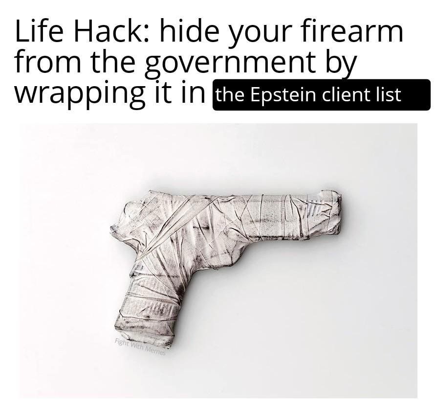 Life Hack: hide your firearm from the government Wrapping Epstein client list