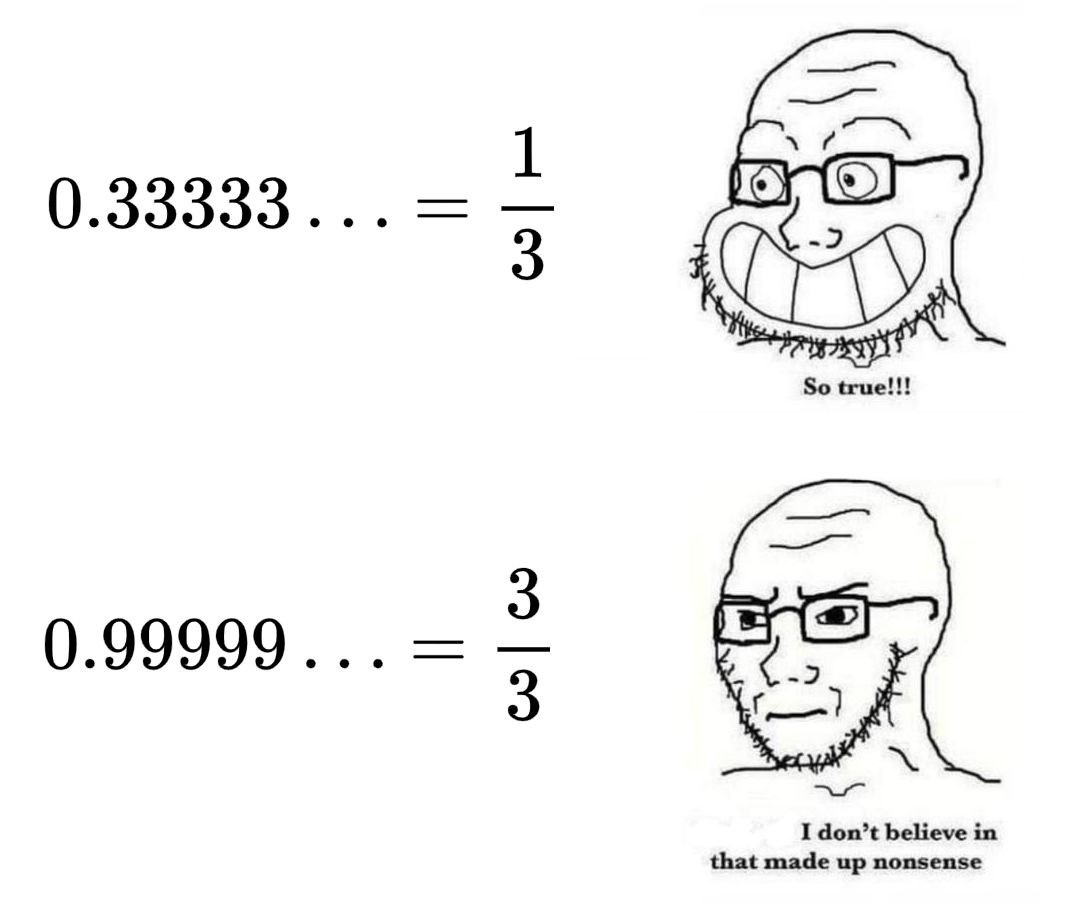 0.33333 So tru 0.99999 I don’t believe in that made up no: