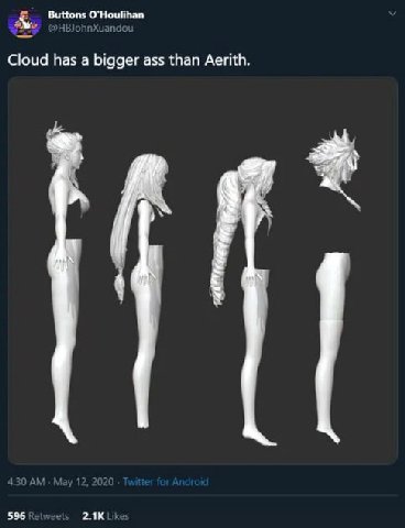 Buttons Cloud has a bigger ass than Aerith. 596 Retweet Lik